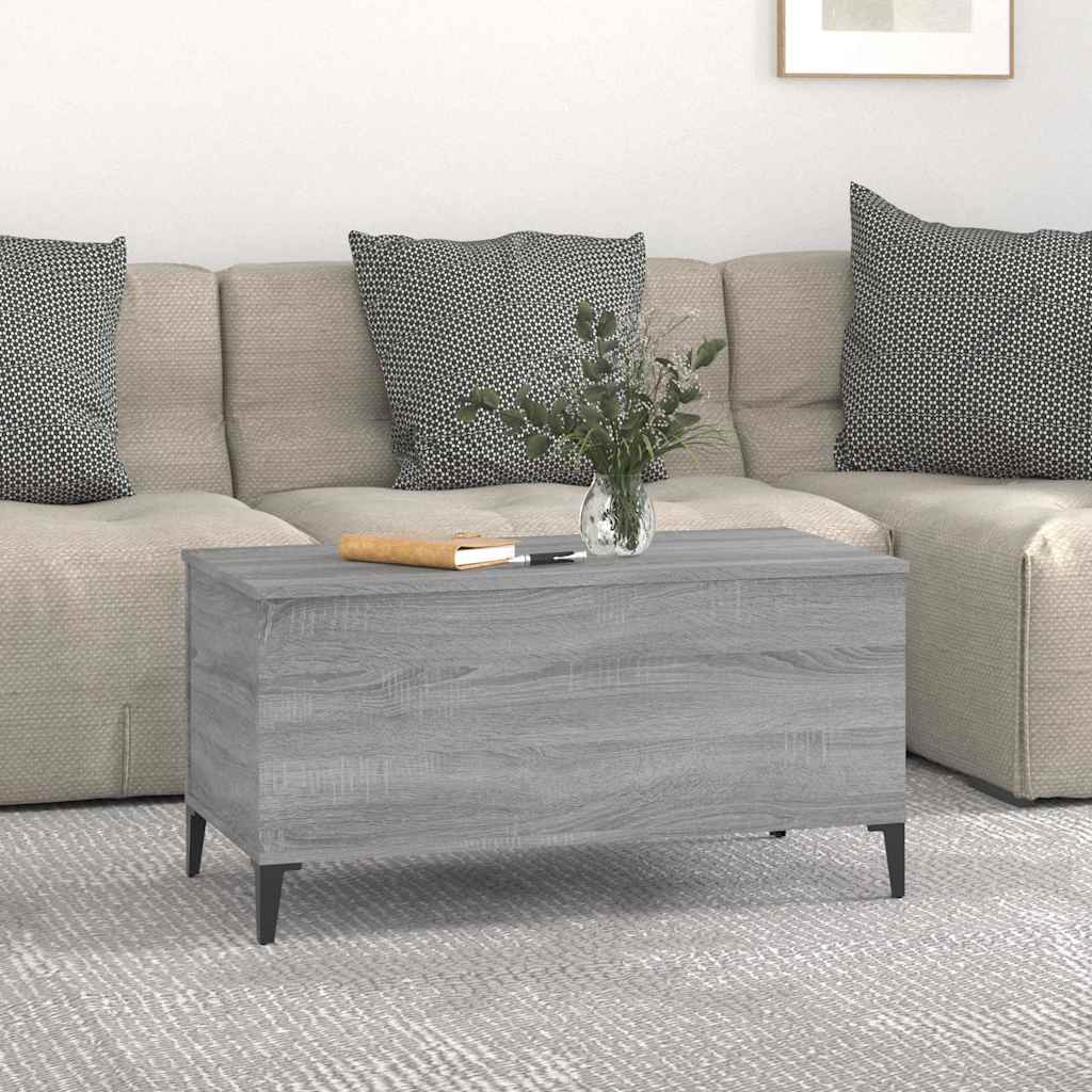 Vidaxl salontafel 90x44,5x45 cm bewerkt hout grijs sonoma eikenkleurig
