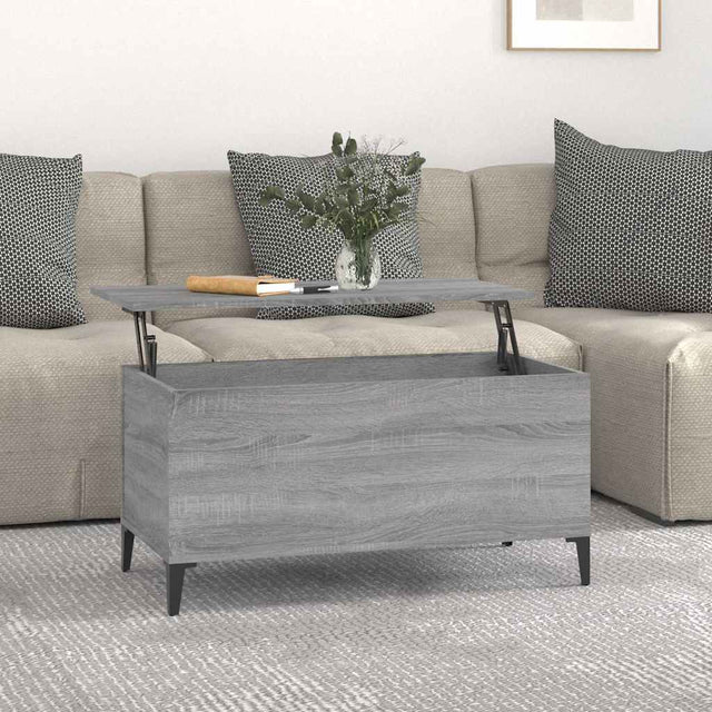 Vidaxl salontafel 90x44,5x45 cm bewerkt hout grijs sonoma eikenkleurig