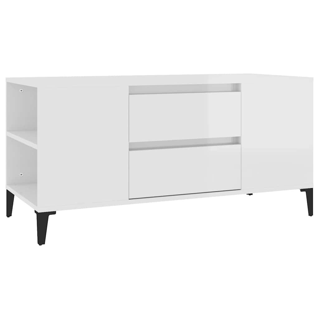 Vidaxl tv-meubel 102x44,5x50 cm bewerkt hout hoogglans wit