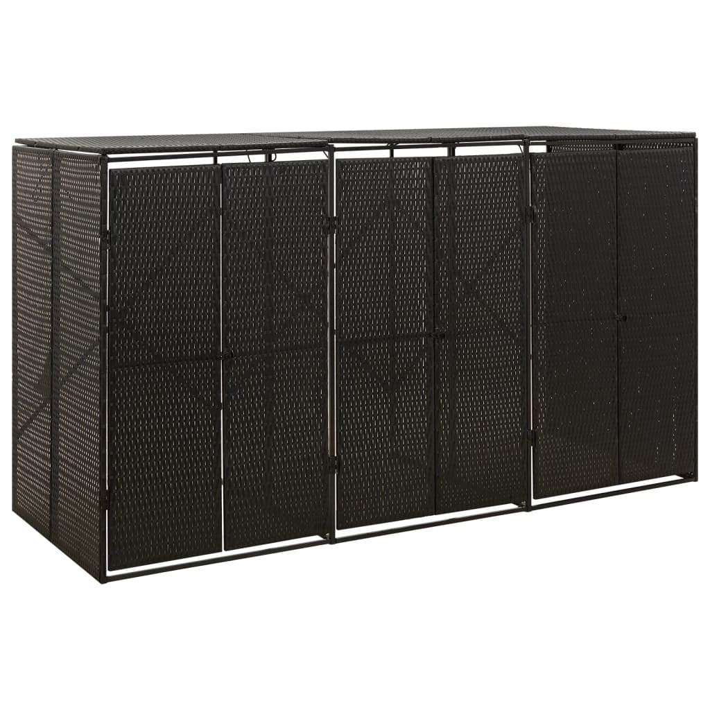 Almacenamiento de contenedores de Vidaxl Triple 207x80x117 CM Poly Rattan Negro