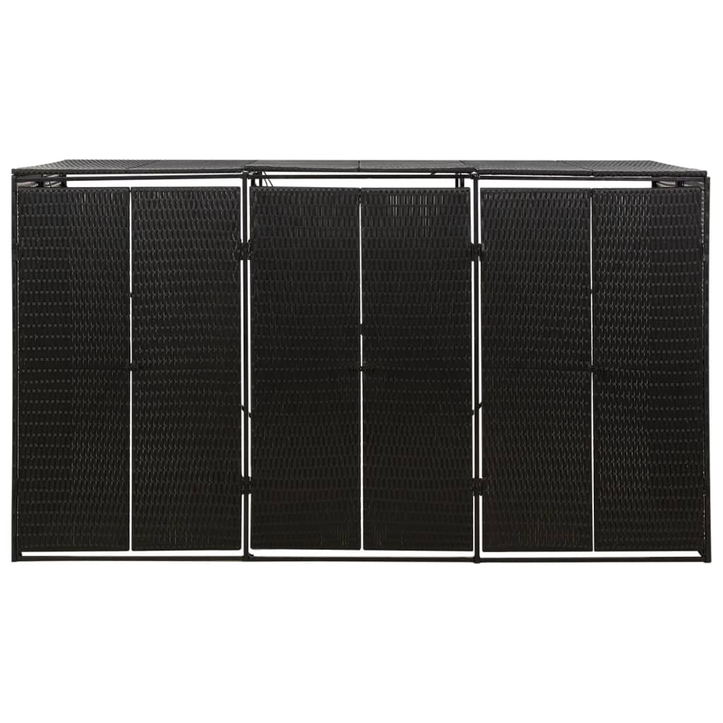 Almacenamiento de contenedores de Vidaxl Triple 207x80x117 CM Poly Rattan Negro