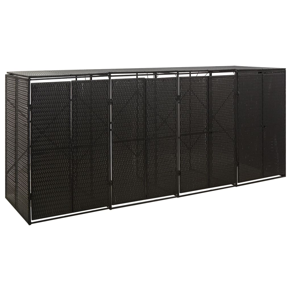 Stockage de conteneur vidaxl quatre-temps 274x80x117 cm poly rattan noir