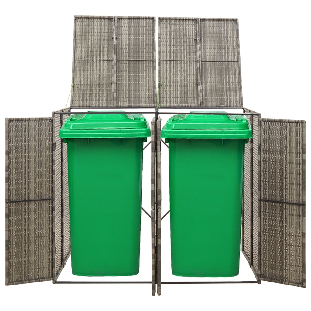 Bidaxl containerlagring Dubbel 140x80x117 cm poly rattan grå