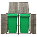 Bidaxl containerlagring Dubbel 140x80x117 cm poly rattan grå