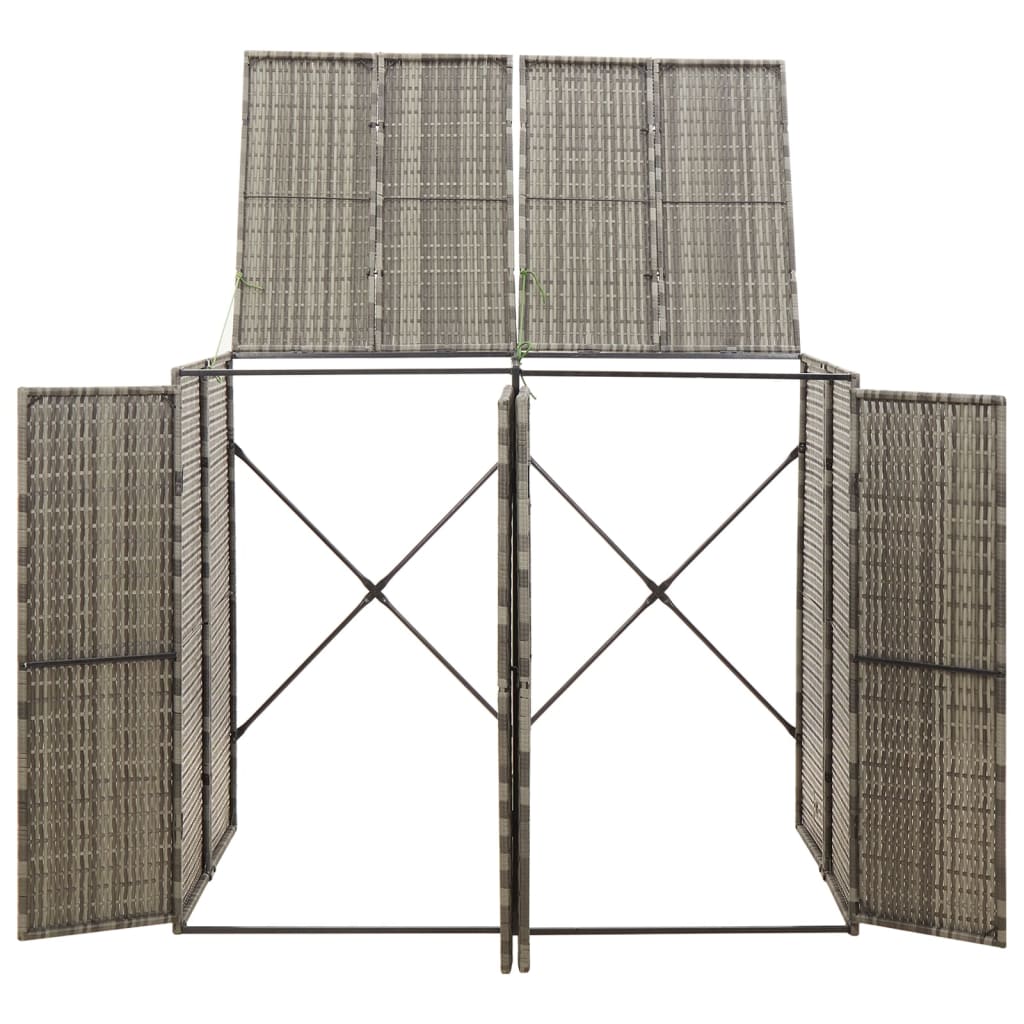 Bidaxl containerlagring Dubbel 140x80x117 cm poly rattan grå