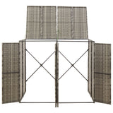 Bidaxl containerlagring Dubbel 140x80x117 cm poly rattan grå