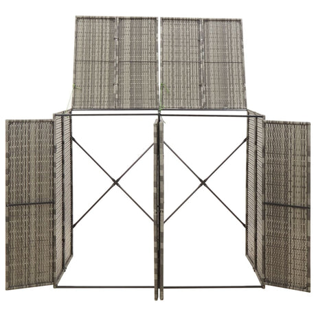 Vidaxl containerberging dubbel 140x80x117 cm poly rattan grijs
