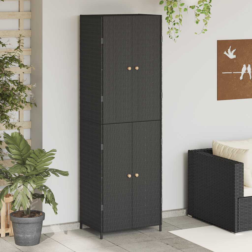 Vidaxl tuinkast 59x40x180 cm poly rattan zwart