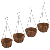 Vidaxl plantenbakken hangend 4 st met kokosbak staal ø 35x52 cm zwart