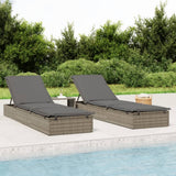 Vidaxl ligbed met kussen 1 st 201x55x62 cm poly rattan grijs