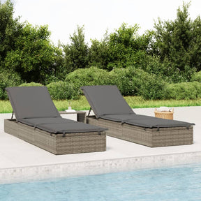 Vidaxl ligbed met kussen 1 st 201x55x62 cm poly rattan grijs