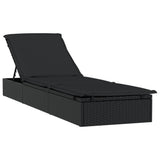 Vidaxl ligbed met kussen 1 st 201x55x62 cm poly rattan zwart