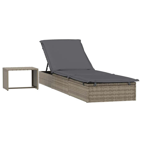 Vidaxl ligbed met tafel 1 st poly rattan grijs