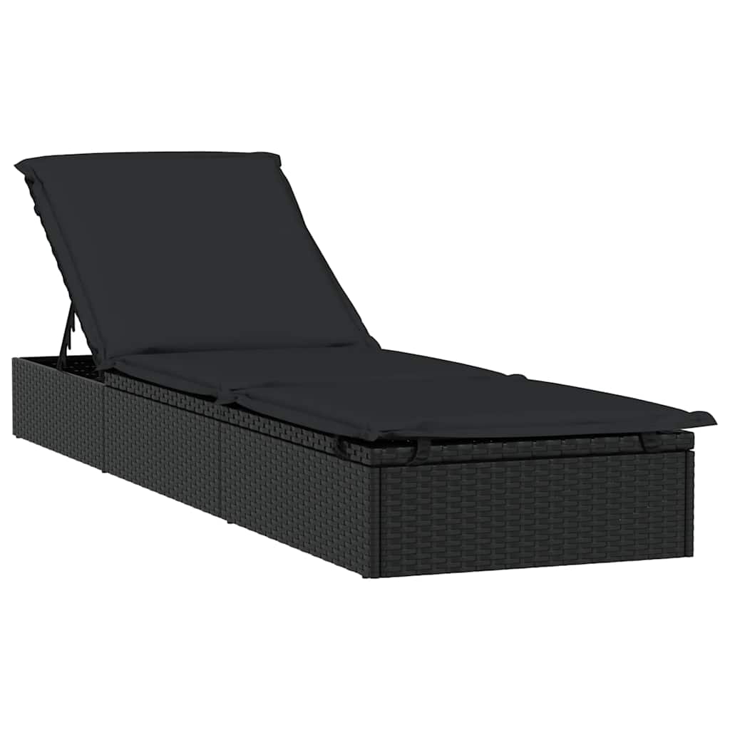 Vidaxl ligbed met tafel 1 st poly rattan zwart