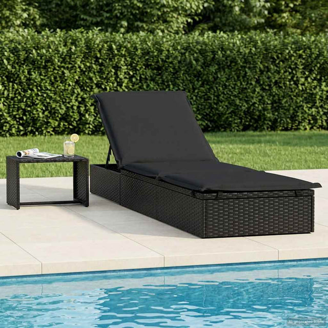 Vidaxl ligbed met tafel 1 st poly rattan zwart