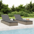 Vidaxl ligbedden 2 st met tafel poly rattan grijs