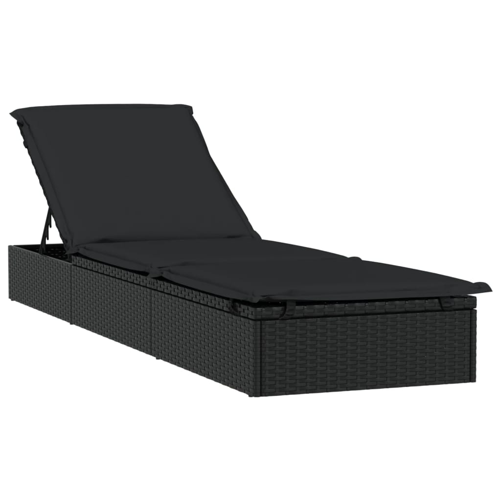 Vidaxl ligbedden 2 st met tafel poly rattan zwart