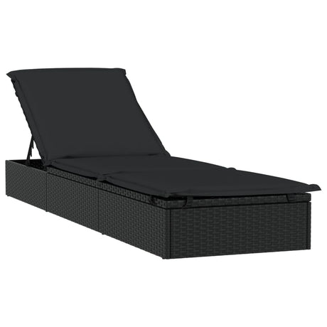Vidaxl ligbedden 2 st met tafel poly rattan zwart