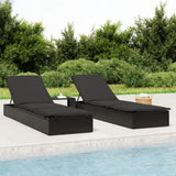 Vidaxl ligbedden 2 st met tafel poly rattan zwart
