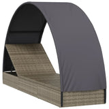 Vidaxl ligbed met rond dak 211x57x140 cm poly rattan grijs