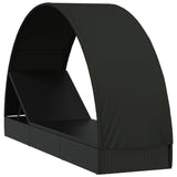 Vidaxl ligbed met rond dak 211x57x140 cm poly rattan zwart
