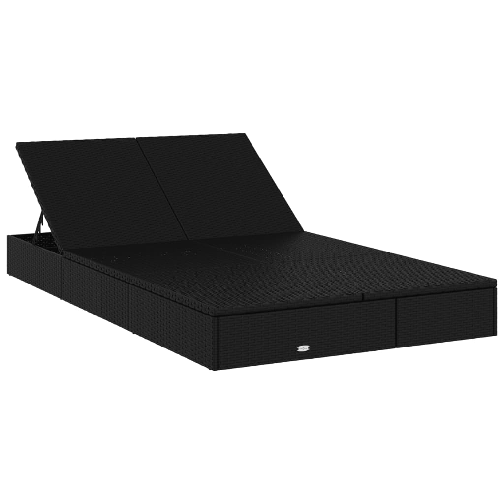 Vidaxl ligbed met kussens 2-persoons poly rattan zwart