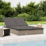 Vidaxl ligbed met kussens 2-persoons poly rattan grijs