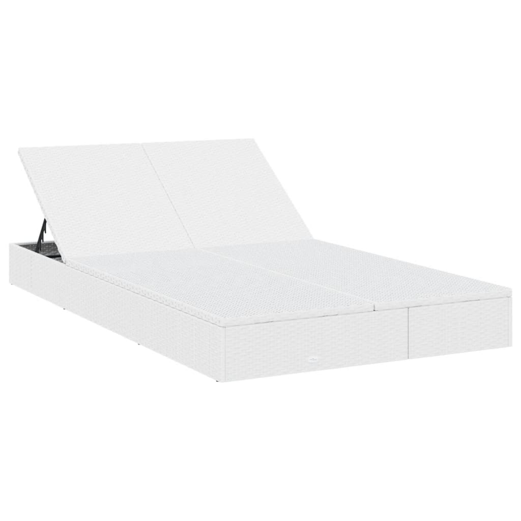 Vidaxl ligbed met kussens 2-persoons poly rattan wit