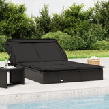 Vidaxl ligbed 2-persoons met dak 213x118x97 cm poly rattan zwart