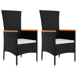 Vidaxl tuinstoelen 2 st met kussens poly rattan zwart