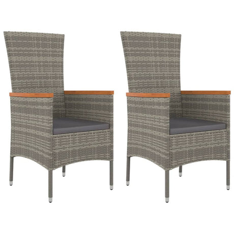 Vidaxl tuinstoelen 2 st met kussens poly rattan grijs