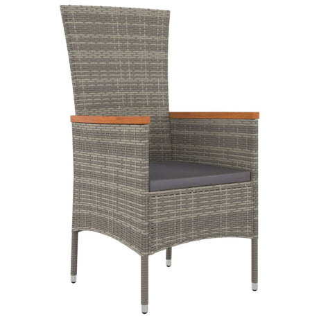 Vidaxl tuinstoelen 2 st met kussens poly rattan grijs