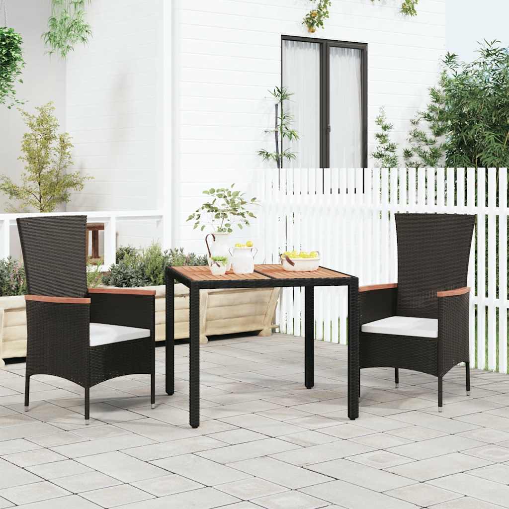 Vidaxl tuintafel met houten blad poly ratten en acaciahout zwart