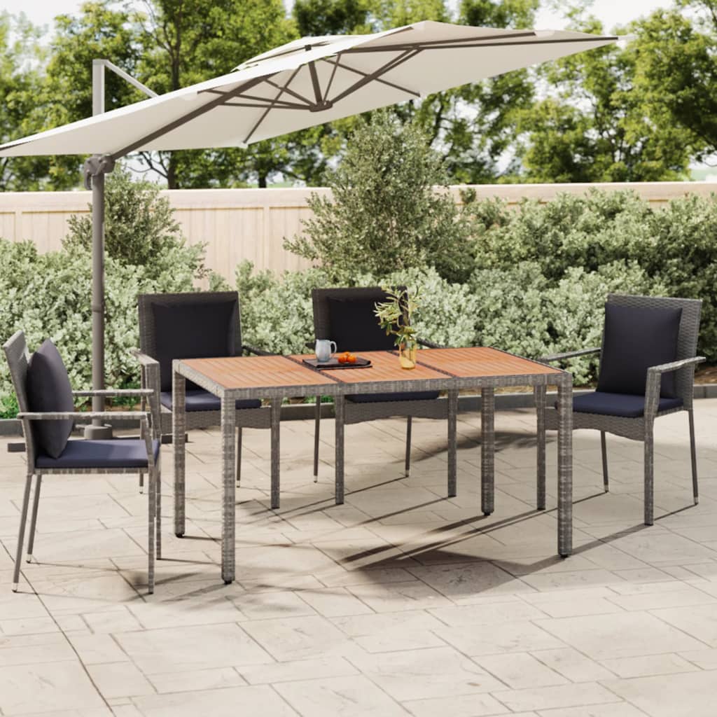 Vidaxl tuintafel met houten blad poly ratten en acaciahout grijs