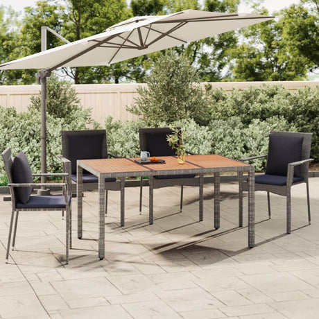 Vidaxl tuintafel met houten blad poly ratten en acaciahout grijs