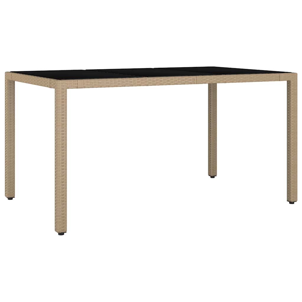 Vidaxl tuintafel met glazen blad poly rattan en gehard glas beige