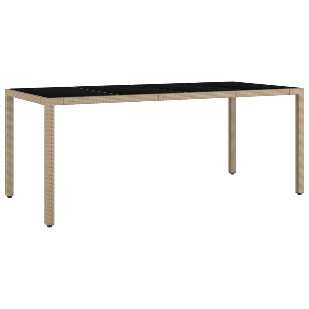 Vidaxl tuintafel met glazen blad poly rattan en gehard glas beige