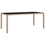 Vidaxl tuintafel met glazen blad poly rattan en gehard glas beige