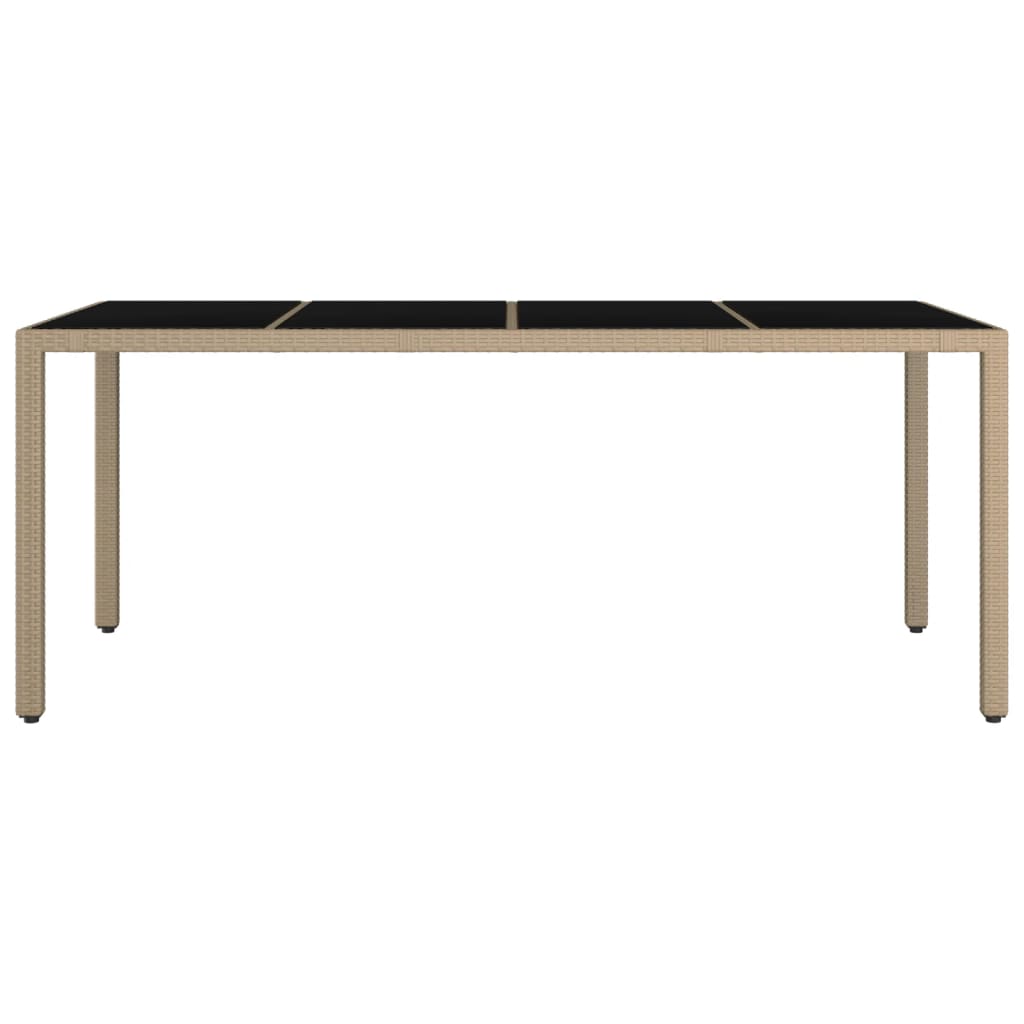 Vidaxl tuintafel met glazen blad poly rattan en gehard glas beige