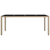 Vidaxl tuintafel met glazen blad poly rattan en gehard glas beige