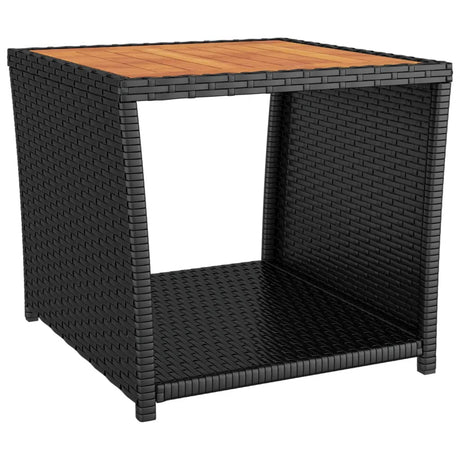 Vidaxl salontafel met houten blad poly ratten en acaciahout zwart