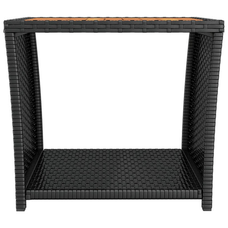 Vidaxl salontafel met houten blad poly ratten en acaciahout zwart