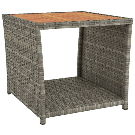 Vidaxl salontafel met houten blad poly ratten massief acaciahout grijs