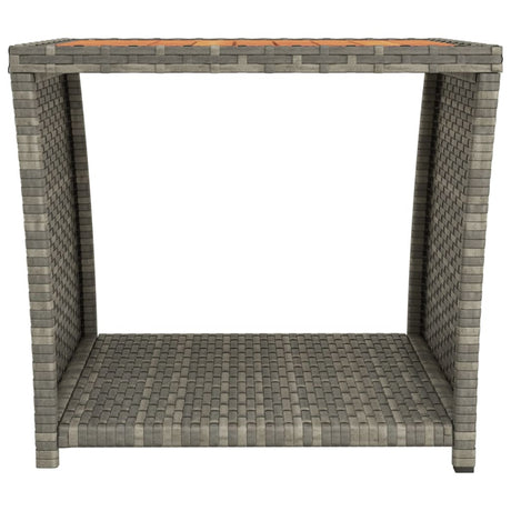 Vidaxl salontafel met houten blad poly ratten massief acaciahout grijs