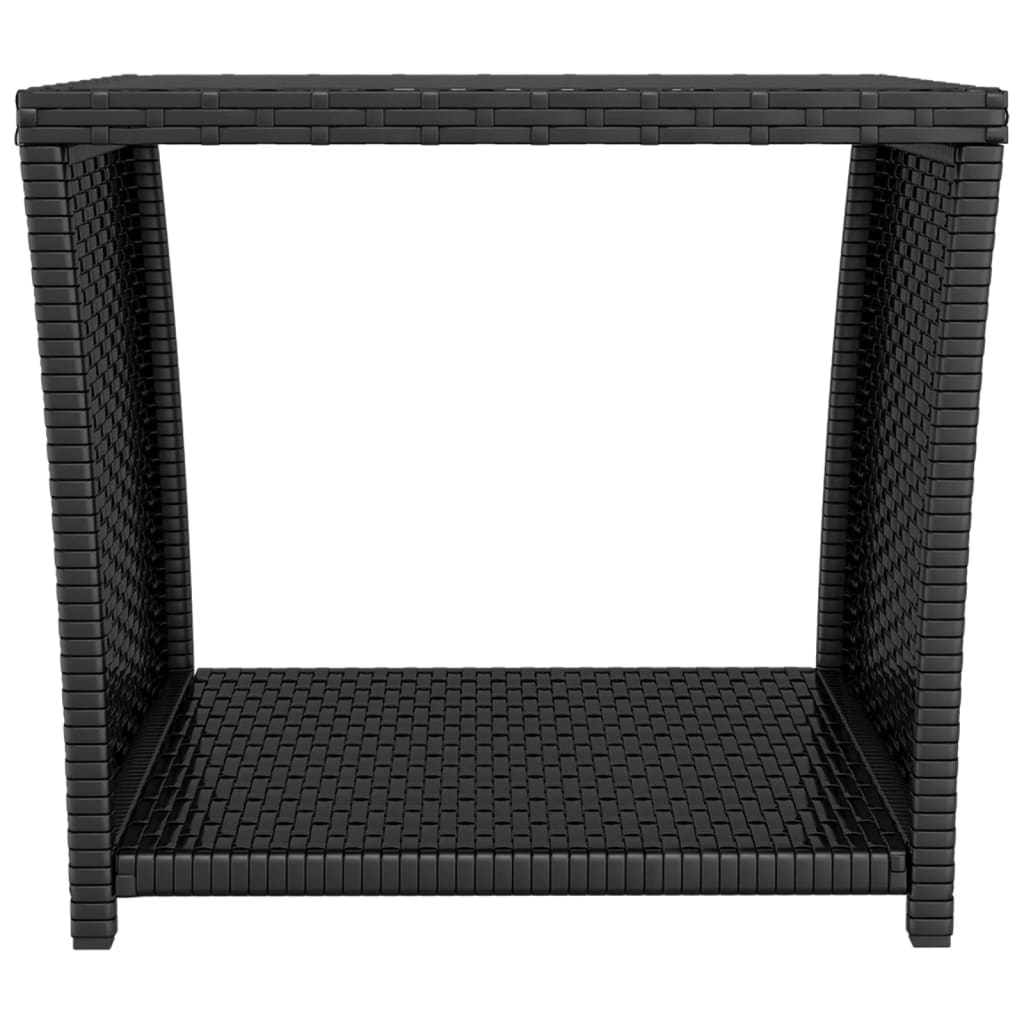 Vidaxl salontafel met glazen blad poly rattan en gehard glas zwart