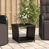 Vidaxl salontafel met glazen blad poly rattan en gehard glas zwart