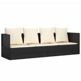 Vidaxl loungebed met kussens poly rattan zwart