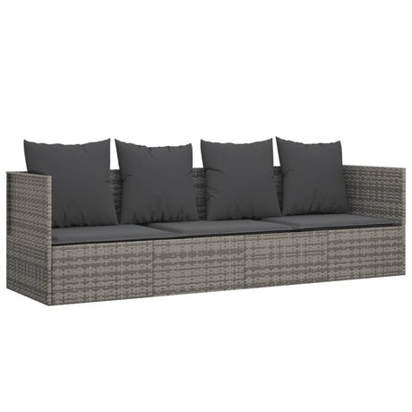 Vidaxl loungebed met kussens poly rattan grijs