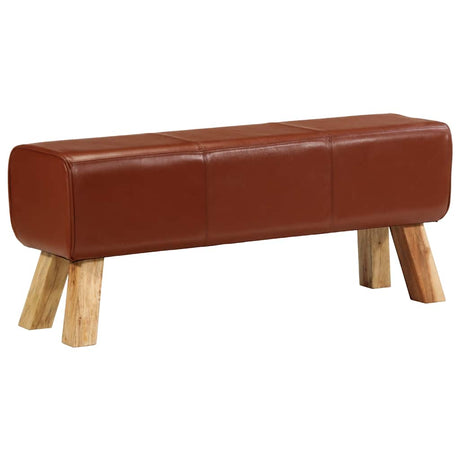Vidaxl bokbank 110 cm echt leer en massief mangohout bruin
