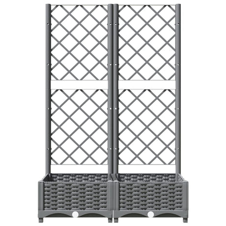 Vidaxl plantenbak met latwerk 80x40x121,5 cm polypropeen lichtgrijs